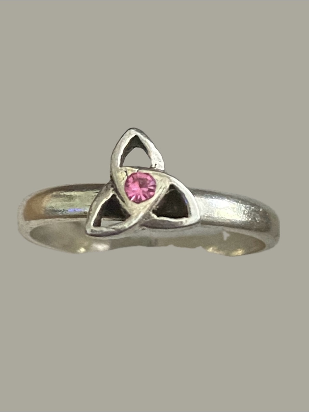 Sterling Silver Pink CZ Celtic Triquetra Trinity Knot Adjustable Midi Toe Ring